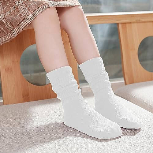 UTTPLL Girls Slouch Socks Toddler Cotton Athletic Stockings Uniform Knee High Tube Socks Little Kids Long Boot Crew Socks - 45