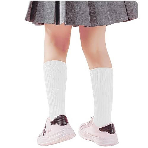 UTTPLL Girls Slouch Socks Toddler Cotton Athletic Stockings Uniform Knee High Tube Socks Little Kids Long Boot Crew Socks - 48