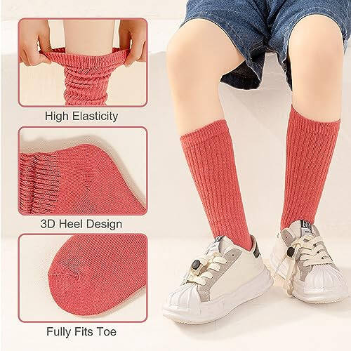 UTTPLL Girls Slouch Socks Toddler Cotton Athletic Stockings Uniform Knee High Tube Socks Little Kids Long Boot Crew Socks - 28