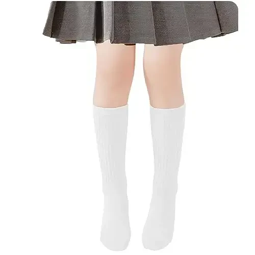 UTTPLL Girls Slouch Socks Toddler Cotton Athletic Stockings Uniform Knee High Tube Socks Little Kids Long Boot Crew Socks - 4