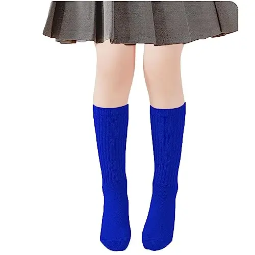 UTTPLL Girls Slouch Socks Toddler Cotton Athletic Stockings Uniform Knee High Tube Socks Little Kids Long Boot Crew Socks - 5