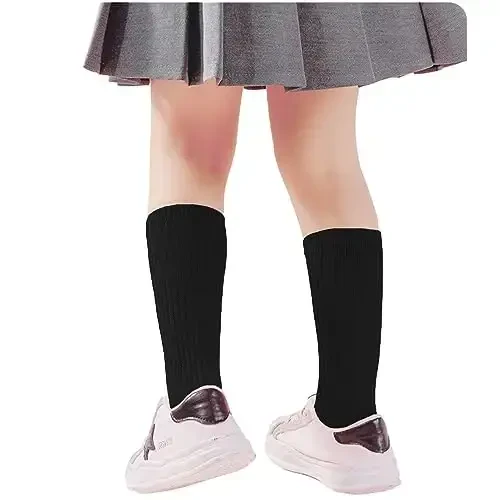 UTTPLL Girls Slouch Socks Toddler Cotton Athletic Stockings Uniform Knee High Tube Socks Little Kids Long Boot Crew Socks - 6