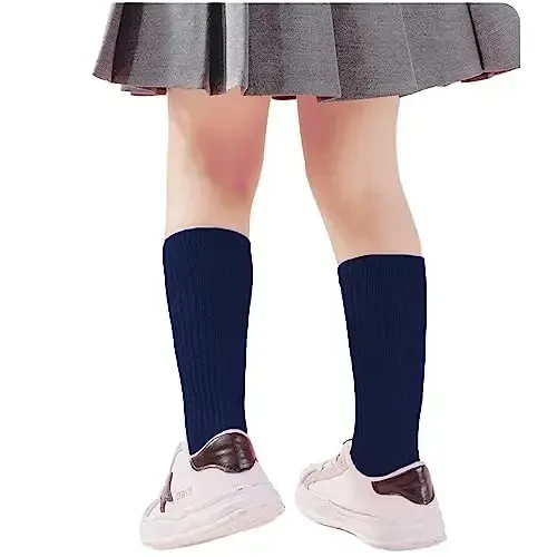 UTTPLL Girls Slouch Socks Toddler Cotton Athletic Stockings Uniform Knee High Tube Socks Little Kids Long Boot Crew Socks - 6