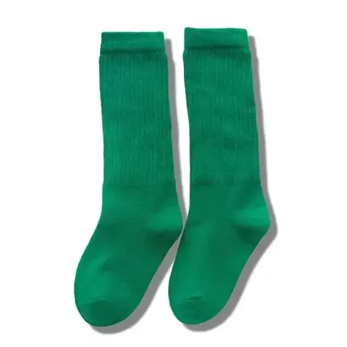 UTTPLL Girls Slouch Socks Toddler Cotton Athletic Stockings Uniform Knee High Tube Socks Little Kids Long Boot Crew Socks - 6
