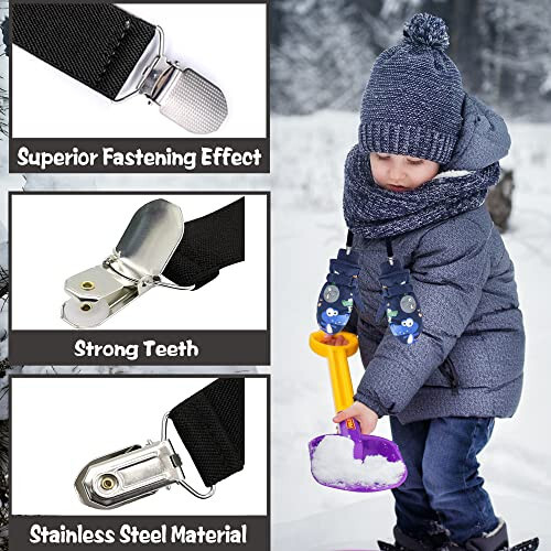 UTTPLL Glove Clips Stainless Steel Gloves Clips For Kids Babys Toddlers Winter Boys Girls Elastic Mitten Clips - 3