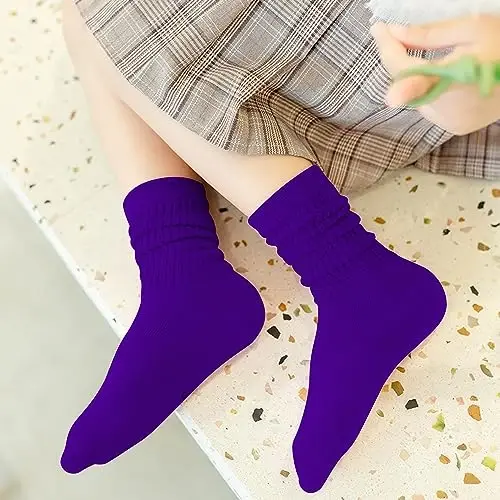 UTTPLL Girls Slouch Socks Toddler Cotton Athletic Stockings Uniform Knee High Tube Socks Little Kids Long Boot Crew Socks - 5