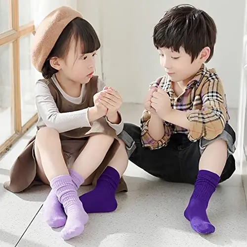 UTTPLL Girls Slouch Socks Toddler Cotton Athletic Stockings Uniform Knee High Tube Socks Little Kids Long Boot Crew Socks - 6