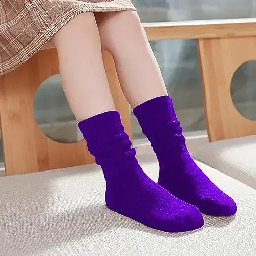 UTTPLL Girls Slouch Socks Toddler Cotton Athletic Stockings Uniform Knee High Tube Socks Little Kids Long Boot Crew Socks - 4