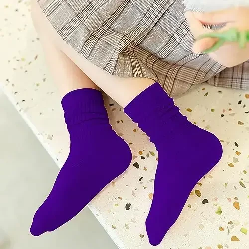UTTPLL Girls Slouch Socks Toddler Cotton Athletic Stockings Uniform Knee High Tube Socks Little Kids Long Boot Crew Socks - 5