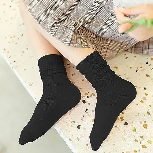 UTTPLL Girls Slouch Socks Toddler Cotton Athletic Stockings Uniform Knee High Tube Socks Little Kids Long Boot Crew Socks - 4