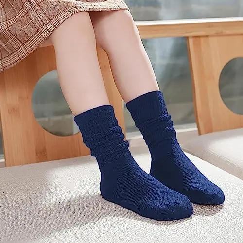 UTTPLL Girls Slouch Socks Toddler Cotton Athletic Stockings Uniform Knee High Tube Socks Little Kids Long Boot Crew Socks - 3