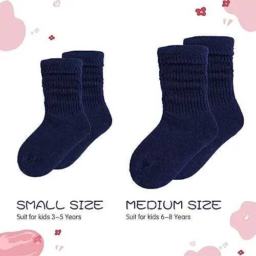 UTTPLL Girls Slouch Socks Toddler Cotton Athletic Stockings Uniform Knee High Tube Socks Little Kids Long Boot Crew Socks - 2