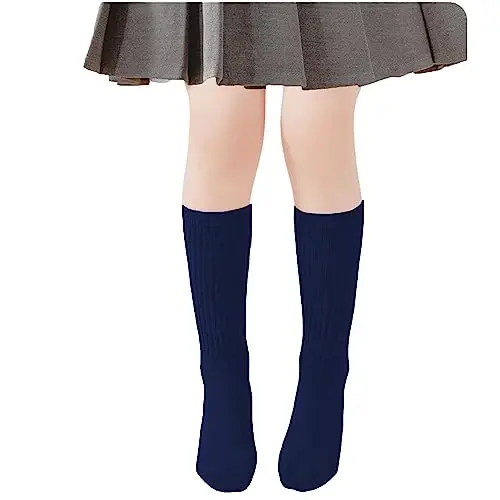 UTTPLL Girls Slouch Socks Toddler Cotton Athletic Stockings Uniform Knee High Tube Socks Little Kids Long Boot Crew Socks - 5