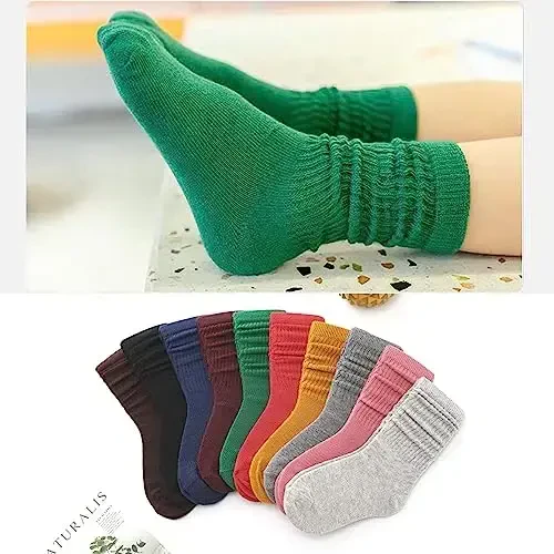 UTTPLL Girls Slouch Socks Toddler Cotton Athletic Stockings Uniform Knee High Tube Socks Little Kids Long Boot Crew Socks - 5