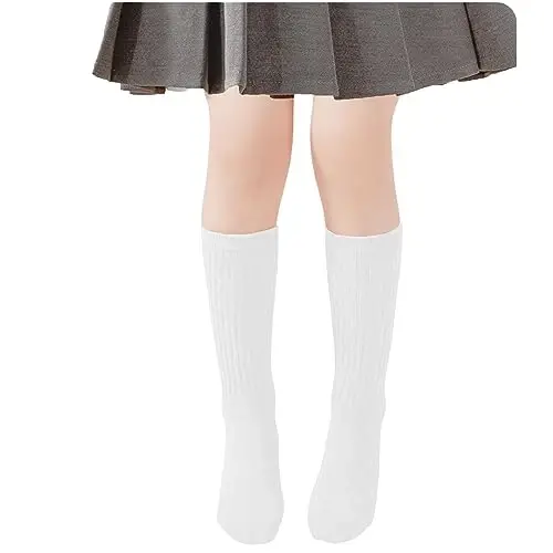 UTTPLL Girls Slouch Socks Toddler Cotton Athletic Stockings Uniform Knee High Tube Socks Little Kids Long Boot Crew Socks - 4