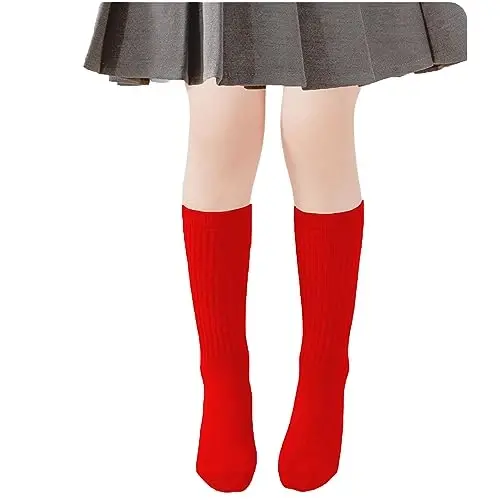 UTTPLL Girls Slouch Socks Toddler Cotton Athletic Stockings Uniform Knee High Tube Socks Little Kids Long Boot Crew Socks - 5