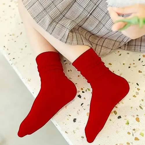 UTTPLL Girls Slouch Socks Toddler Cotton Athletic Stockings Uniform Knee High Tube Socks Little Kids Long Boot Crew Socks - 4