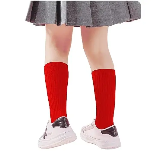 UTTPLL Girls Slouch Socks Toddler Cotton Athletic Stockings Uniform Knee High Tube Socks Little Kids Long Boot Crew Socks - 6