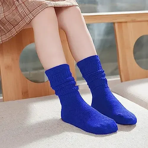 UTTPLL Girls Slouch Socks Toddler Cotton Athletic Stockings Uniform Knee High Tube Socks Little Kids Long Boot Crew Socks - 4