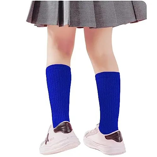 UTTPLL Girls Slouch Socks Toddler Cotton Athletic Stockings Uniform Knee High Tube Socks Little Kids Long Boot Crew Socks - 6