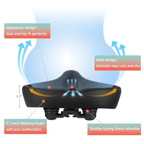 Увеличенное сиденье для велосипеда Peloton & Bike+, комфортная подушка для сиденья, совместимая с Peloton, дорожными или тренировочными велосипедами, широкая замена седла для мужчин и женщин, аксессуары для Peloton - 2