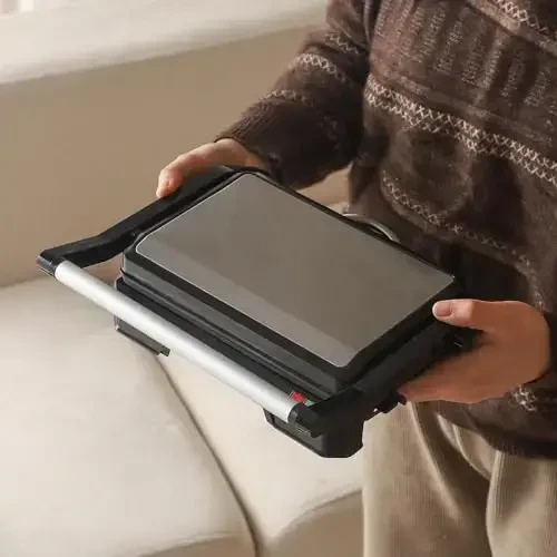 UVFAST Small Panini Press Grill Sandwich Maker, Electric 3 in 1 Panini Sandwich Maker Grill, Open 180 Degrees for grill indoor, Perfect for Grilling Steaks, Burger, Sandwich, Non-stick Pan, Black - 3