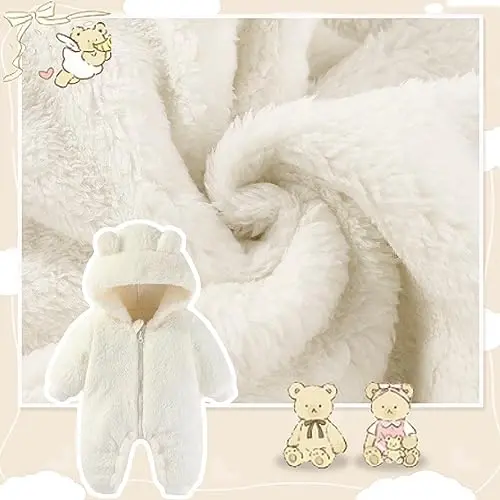 UVIPC Baby Newborn Bear Fleece Snowsuit Winter Coat Warm Hooded Jumpsuit for Baby boy girl - 4
