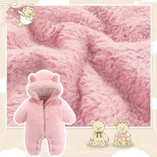 UVIPC Baby Newborn Bear Outfit Fleece Snowsuit Winter Clothes Hooded Jumpsuit Romper for Baby boy girl - 4