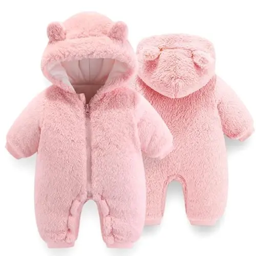 UVIPC Baby Newborn Bear Outfit Fleece Snowsuit Winter Clothes Hooded Jumpsuit Romper for Baby boy girl - 1