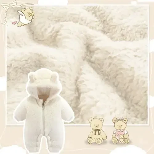 UVIPC Baby Newborn Bear Outfit Fleece Snowsuit Winter Clothes Hooded Jumpsuit Romper for Baby boy girl - 4