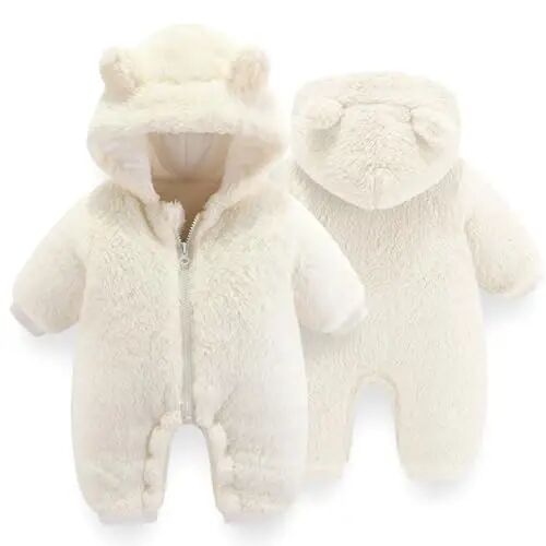 UVIPC Baby Newborn Bear Outfit Fleece Snowsuit Winter Clothes Hooded Jumpsuit Romper for Baby boy girl - UVIPC