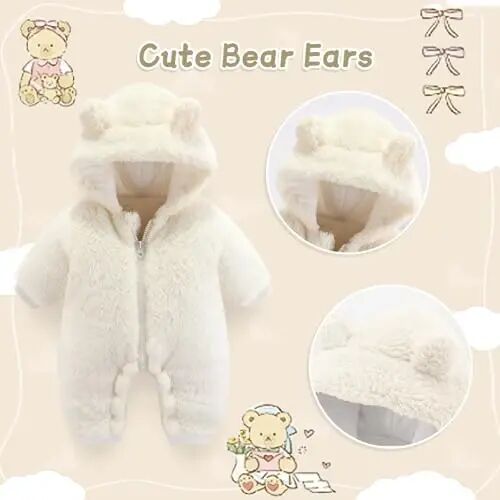 UVIPC Baby Newborn Bear Outfit Fleece Snowsuit Winter Clothes Hooded Jumpsuit Romper for Baby boy girl - UVIPC (1)