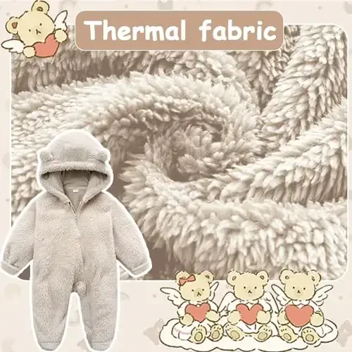 UVIPC Newborn Baby Bear Fleece Outfit Footie Jumpsuit Qishki Romper Qor kostyumi Ayiq kostyumi Issiq kapüşonli kiyimlar - 4