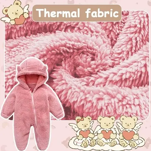 UVIPC Newborn Baby Bear Fleece Outfit Footie Jumpsuit Winter Romper Snowsuit outfit Bear Suit Warm Hooded Outfits - 4