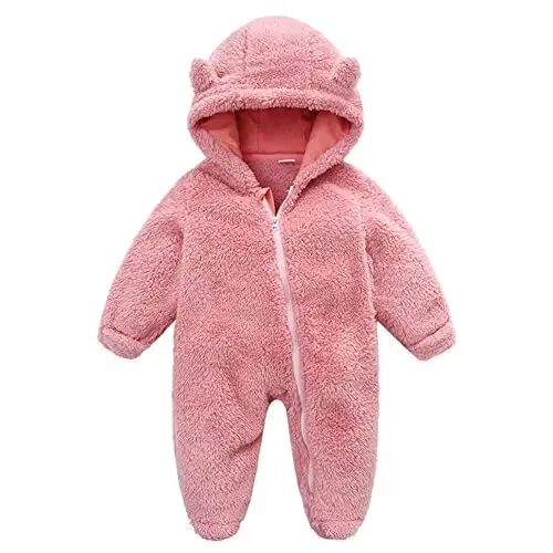 UVIPC Newborn Baby Bear Fleece Outfit Footie Jumpsuit Winter Romper Snowsuit outfit Bear Suit Warm Hooded Outfits - UVIPC