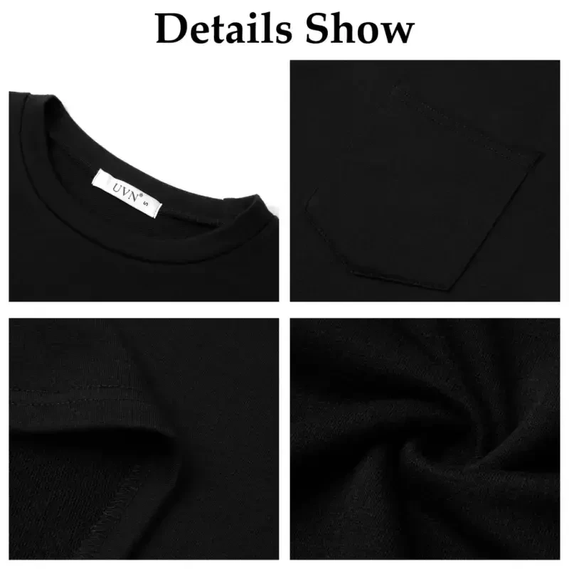 UVN спортивные костюмы для женщин, комплект из 2 предметов, свободные спортивные штаны, осенние комплекты, однотонные спортивные костюмы с карманами. - 7