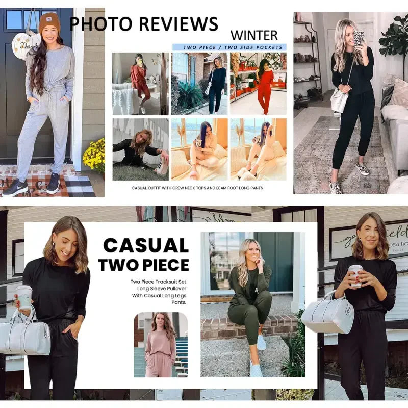 UVN Sweatsuit Sets for Women 2 Piece Lounge Set Loose Jogger Sets Fall Outfits Sets Solid Tracksuits with Pockets - 6