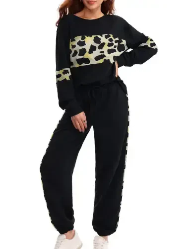 UVN Tracksuit for Women Colorblock Striped Sweatsuit Casual 2 Piece Sweatshirts Sweatpants Jogger Set Outfits - 1