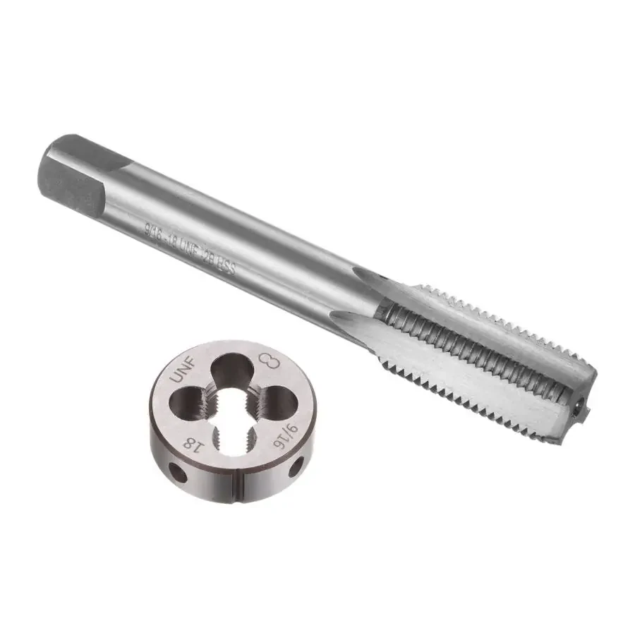 Uxcell Tap and Die Set 9/16-18 UNF Screw Tap & Round Die Thread Repair Tapping Tools 2 Pieces - 1