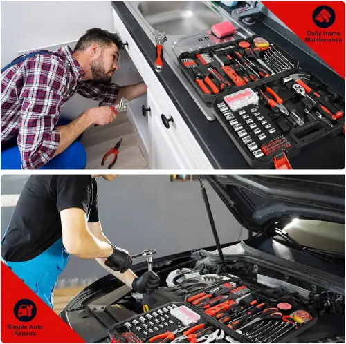 Uy qurilish asboblari to‘plami, 146 dona asosiy uy qurilish asboblari to‘plami, umumiy mexanik asboblar to‘plami, plastik qutisi bo‘lgan umumiy uy-ro‘zg‘or asboblari to‘plami, uy egalari, ofis va kollejlarni ta’mirlash uchun ideal - 4