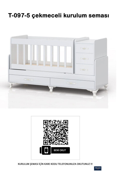 Uyku Setli, Yataklı, Anne Yanı, Sallanır, Çekmeceli Büyüyen Bebek Beşiği 60 x 120-Pembe - 4