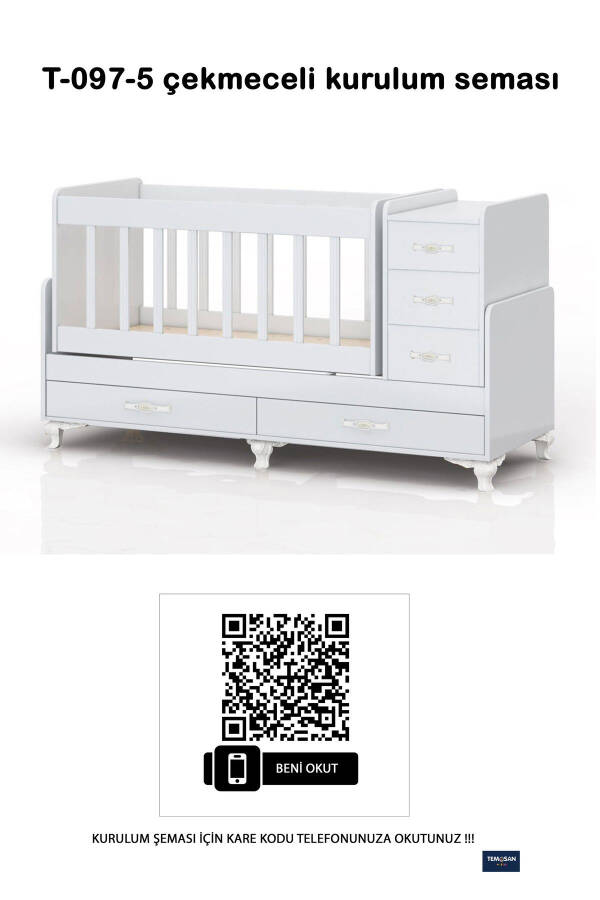 Uyku Setli, Yataklı, Anne Yanı, Sallanır, Çekmeceli Büyüyen Bebek Beşiği 60 x 120-Sarı - 4