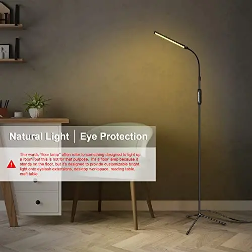 EBEST Led Floor Lamp with Remote LED lamp lash Light for Eyelash Extensions Craft Task Lamps Floor Standing Light Gooseneck Dimmable Reading lamp Eyelash Lamp for Lashes Makeup - 4