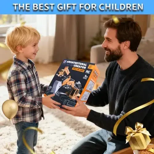 MQDMINI Remote Control Excavator and Dump Truck Toy Set - RC Construction Vehicles Toy with Barricades, Road Signs, Simulated Rocks, Lights and Sounds, Present for Toddlers 3-12 Year Boys Girls - 7