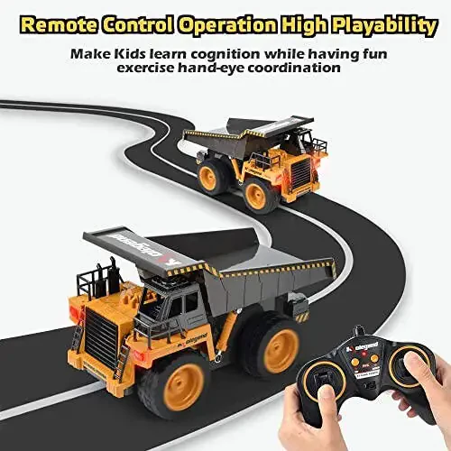 kolegend Remote Control Dump Truck RC Truck Construction Vehicle Truck Toys with Rechargeable Battery for Toddlers Kids Boys and Girls - 4
