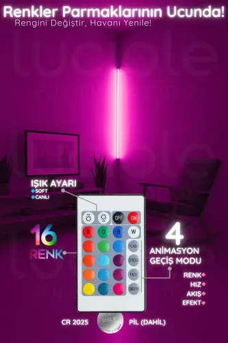 Uzaktan Kumandalı Led Lamba - Yatak Üstü, Tv Yanı ,oturma Odası - Rgb Çok Renkli Ledap13-RGB3 - LUCIOLE (1)