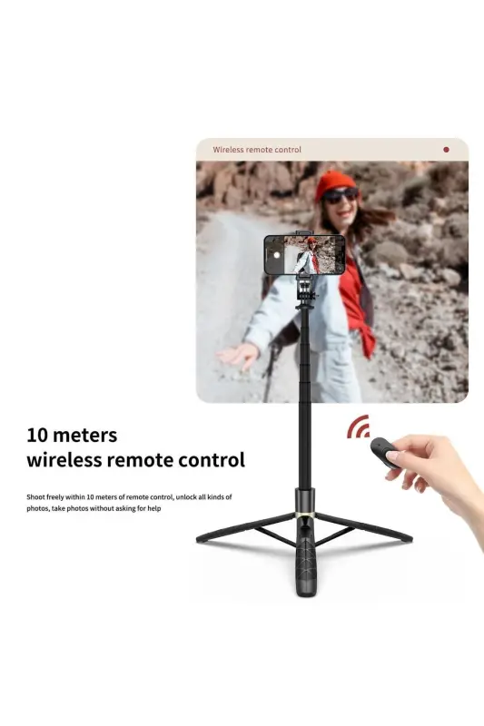 Uzaktan Kumandalı Uyumlu 156 Cm Alüminyum Tripod Ve Selfie Çubuğu Telefon, Kamera, Işık Ve-16 - 2