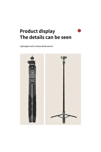 Uzaktan Kumandalı Uyumlu 156 Cm Alüminyum Tripod Ve Selfie Çubuğu Telefon, Kamera, Işık Ve-16 - 3