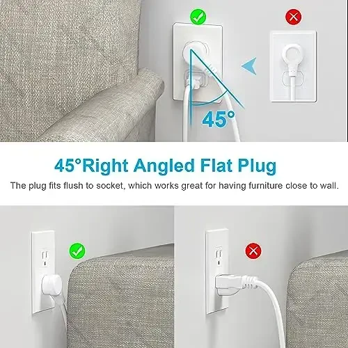 Uzatgich simi 25 FT, TOPREK 5 AC rozetkasi 4 USB, USB quvvatlagichi, USB C (15.5W/3.0A) quvvatlagich kuchlanishdan himoyalangan, kvartira, uy studiyasi, RV uchun yassi vilkali uzatgich simi - 6