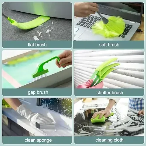 Microfiber Feather Duster with Extension Pole, Bendable Reusable Washable Dusters for Cleaning High Ceiling Fan, Cobweb, Blinds, Keyboard, Furniture & Cars, Duster Kit with Storage Bag (11 PCS) - 2